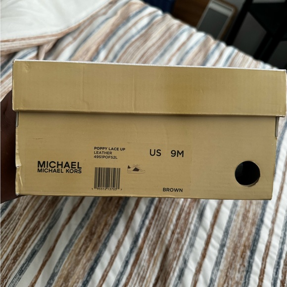 Michael Kors Poppy Lace Up Leather Women's Size 9M Sneaker White Brown Shoes - Picture 6 of 7